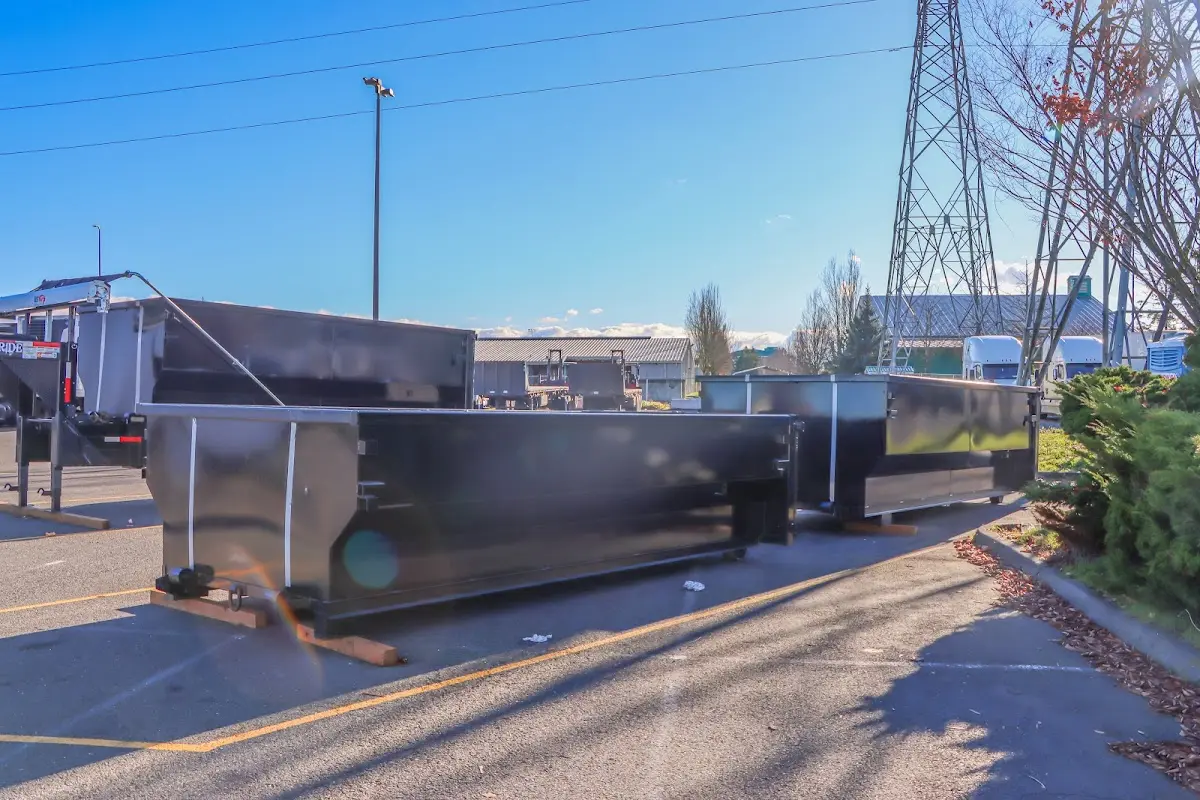 Roll-off dumpster ready for waste disposal at job site for 6 Yard Dumpster Rental in Glen Ridge